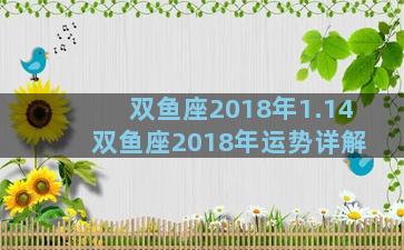 双鱼座2018年1.14 双鱼座2018年运势详解